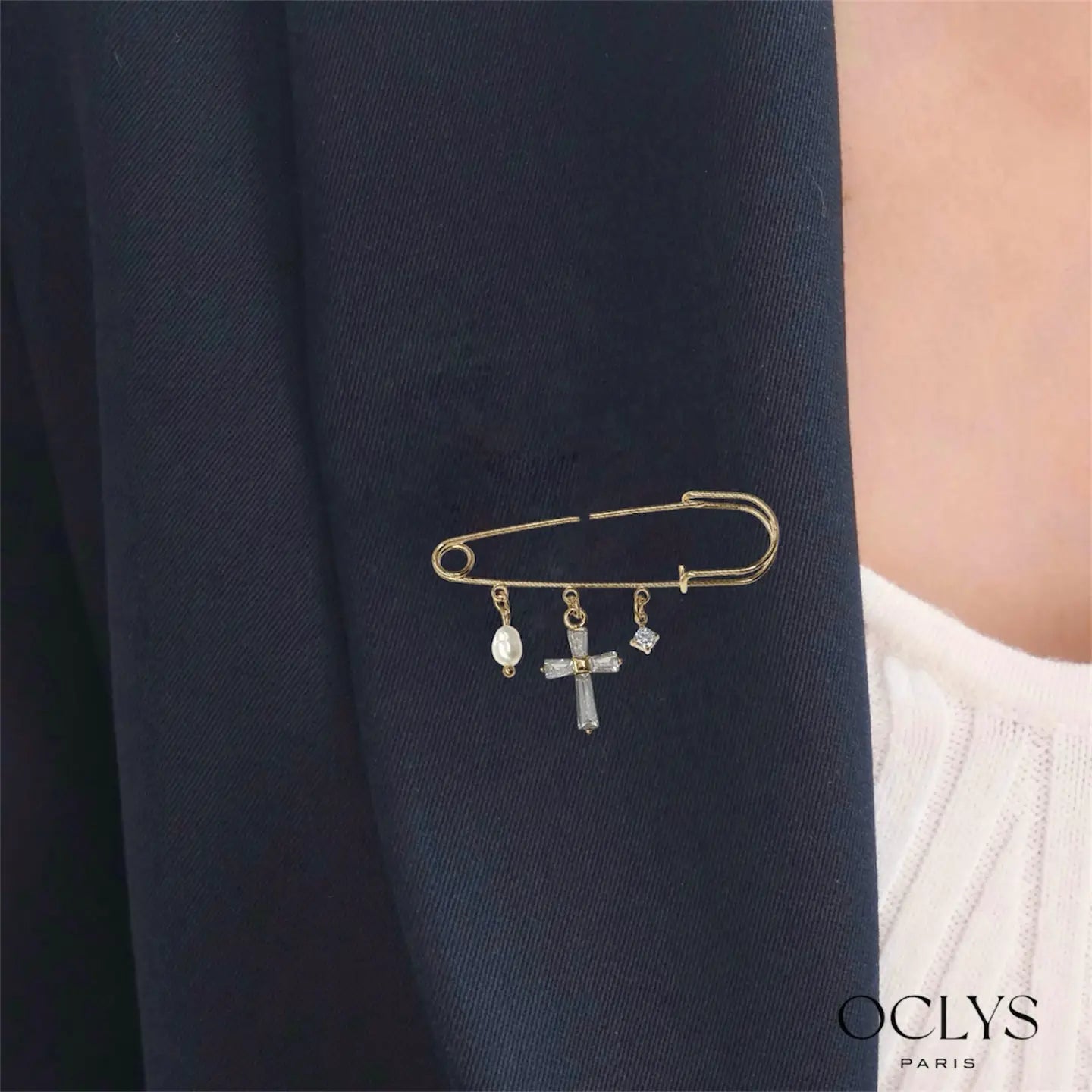 Broche Épingle - Croix strass