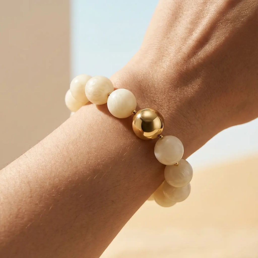 Bracelet résine - Ronde Beige