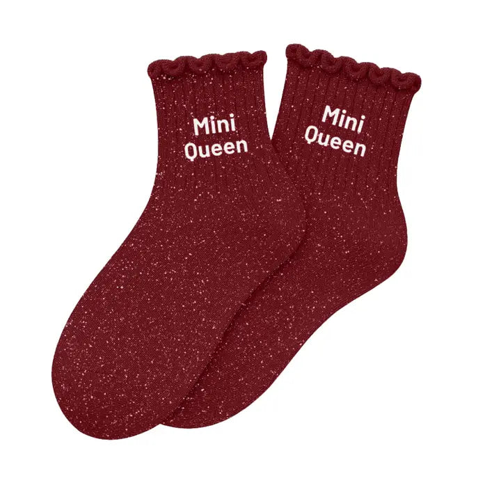 Chaussettes Enfant à Paillettes - Mini Queen Cerise