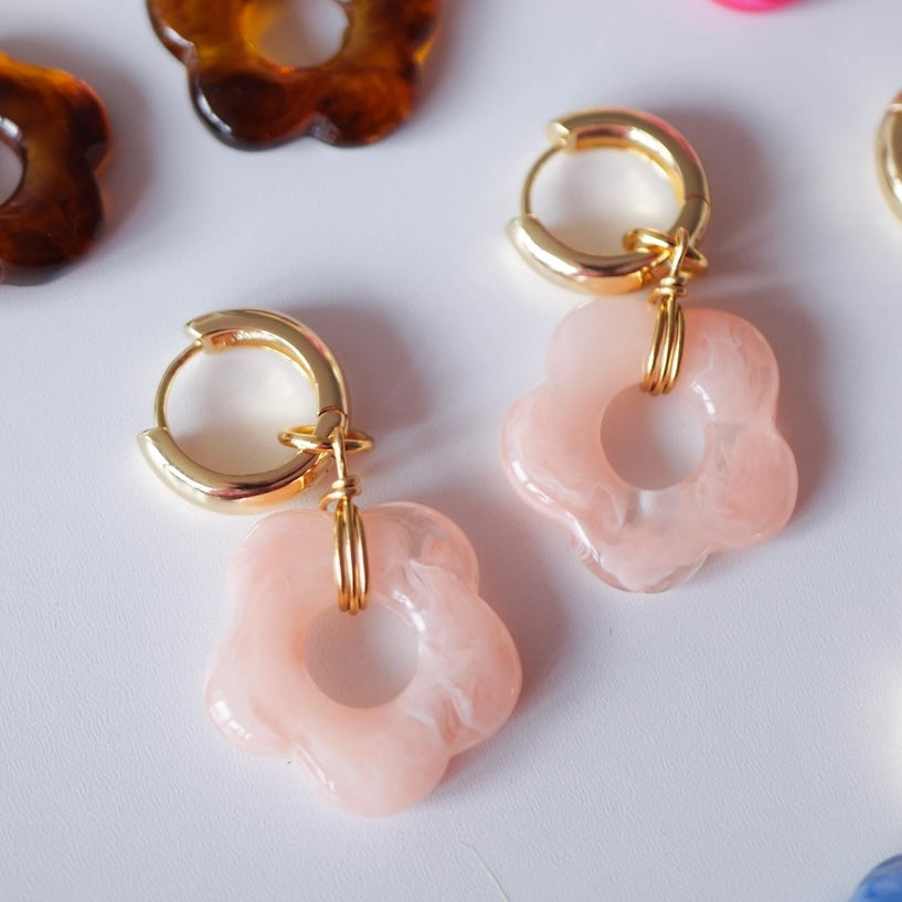 BOUCLES D'OREILLES - Fleur Rose