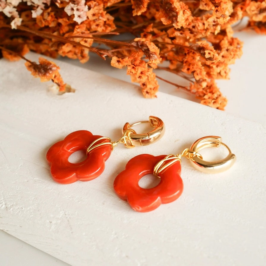 BOUCLE D'OREILLES - Fleur Rouge