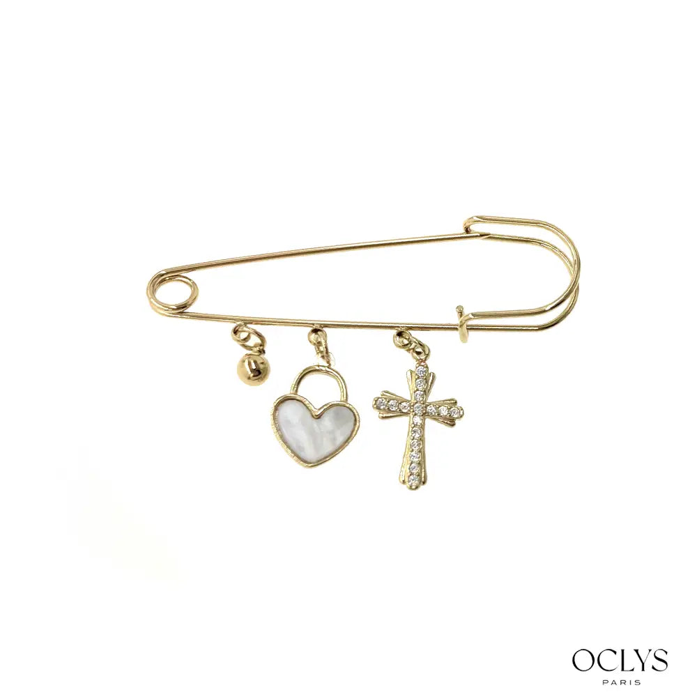 Broche Épingle - Croix coeur