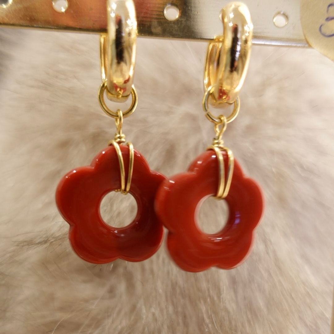 BOUCLE D'OREILLES - Fleur Rouge