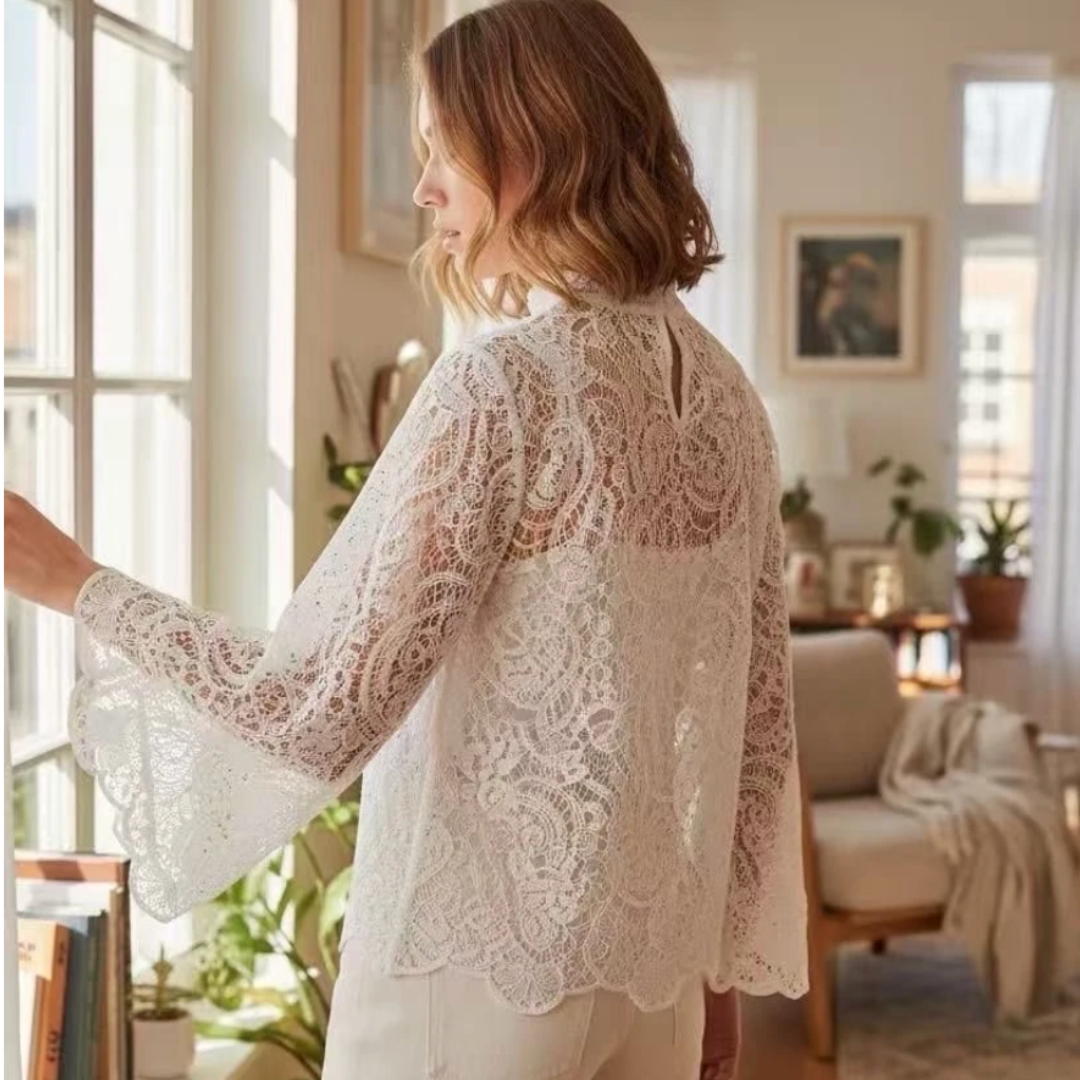 Blouse en Dentelle Elegante - Blanche