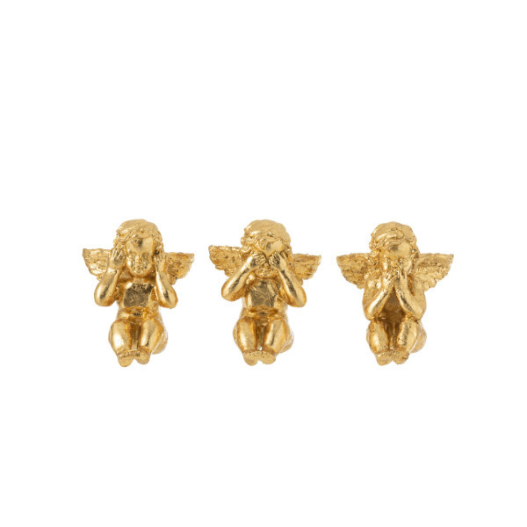 LOT DE 3 ANGES - Dorés (9X12X11CM)