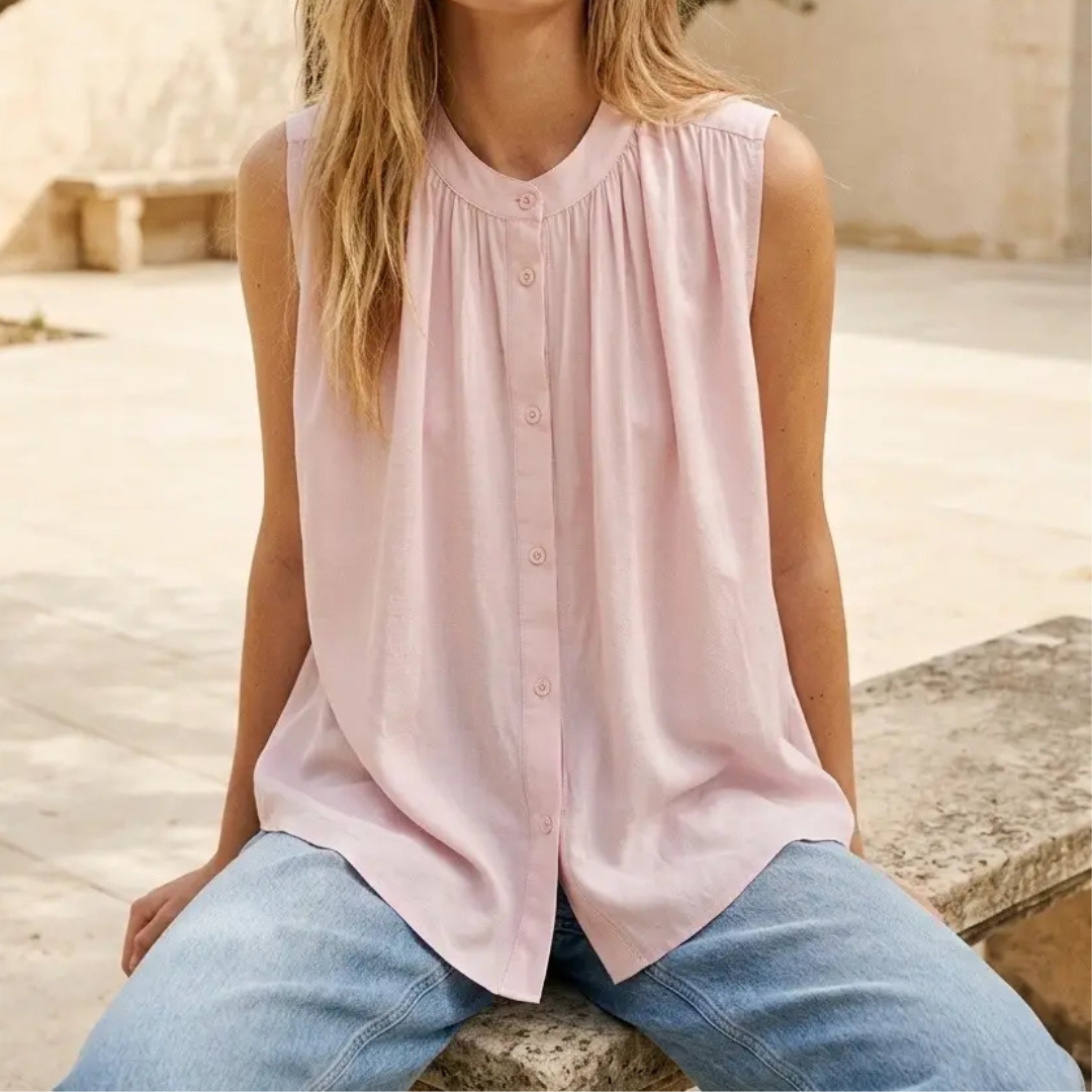 Top fluide sans manches - Rose