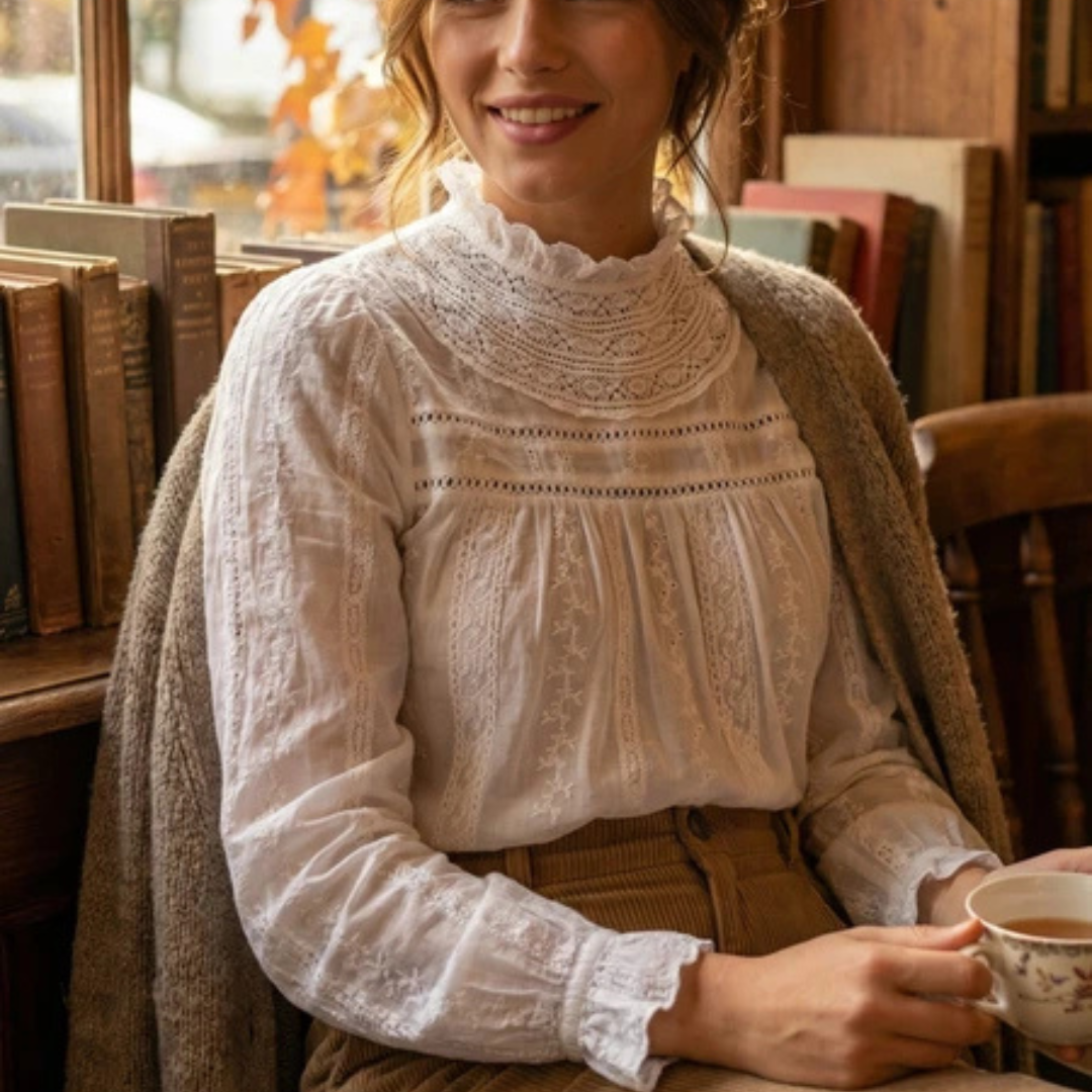 Blouse Dentelle à Volant - Ecru