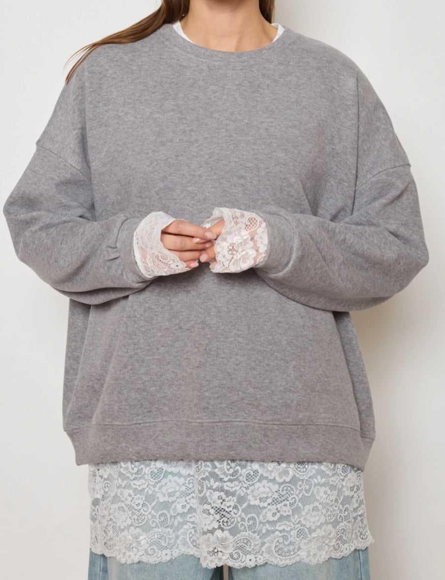 SWEAT A COL ROND GRIS