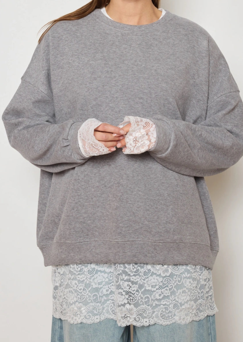 SWEAT A COL ROND GRIS