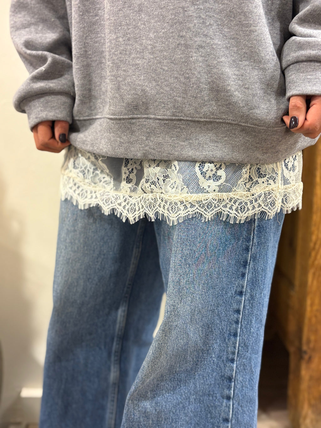 Jupe en tulle avec dentelle florale écrue