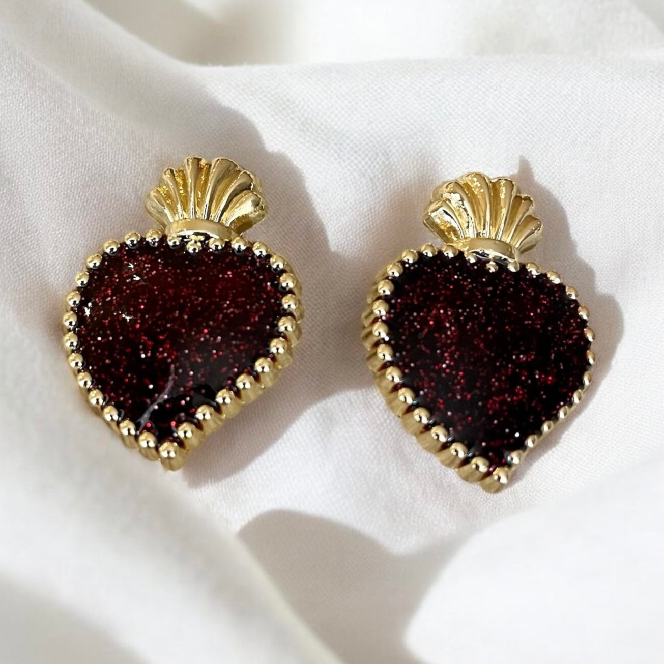 BIJOU DE BOUTON PAILLETE BORDEAU