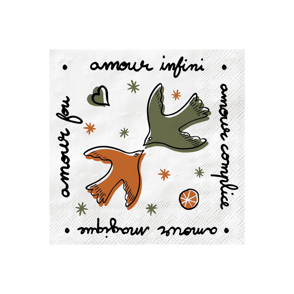 Serviette en Papier - Amour Oiseau