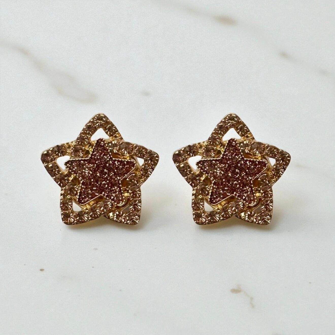 BIJOU DE BOUTON ETOILE ET STRASS ROSE