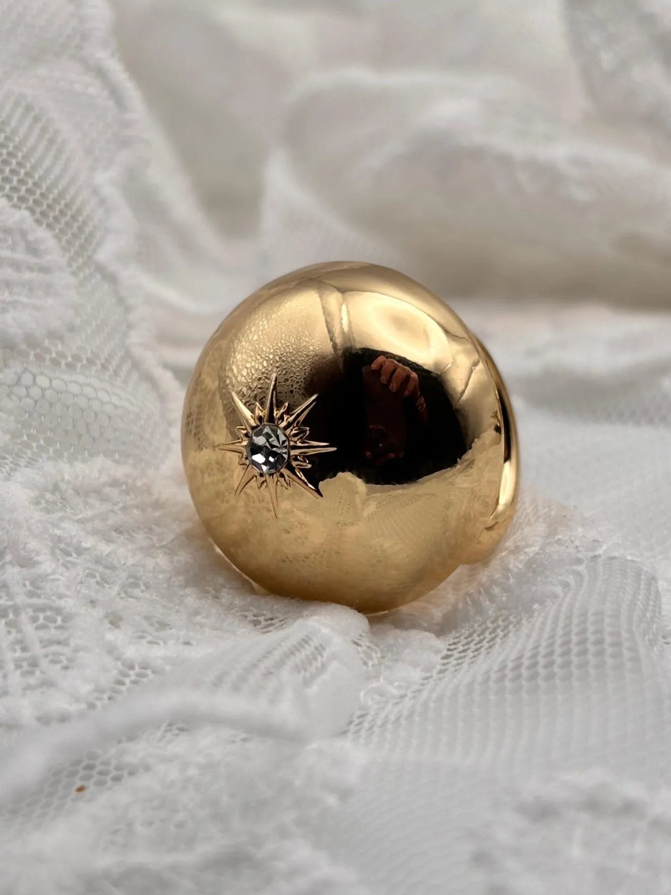 Anneau de foulard - Dome serti de son strass