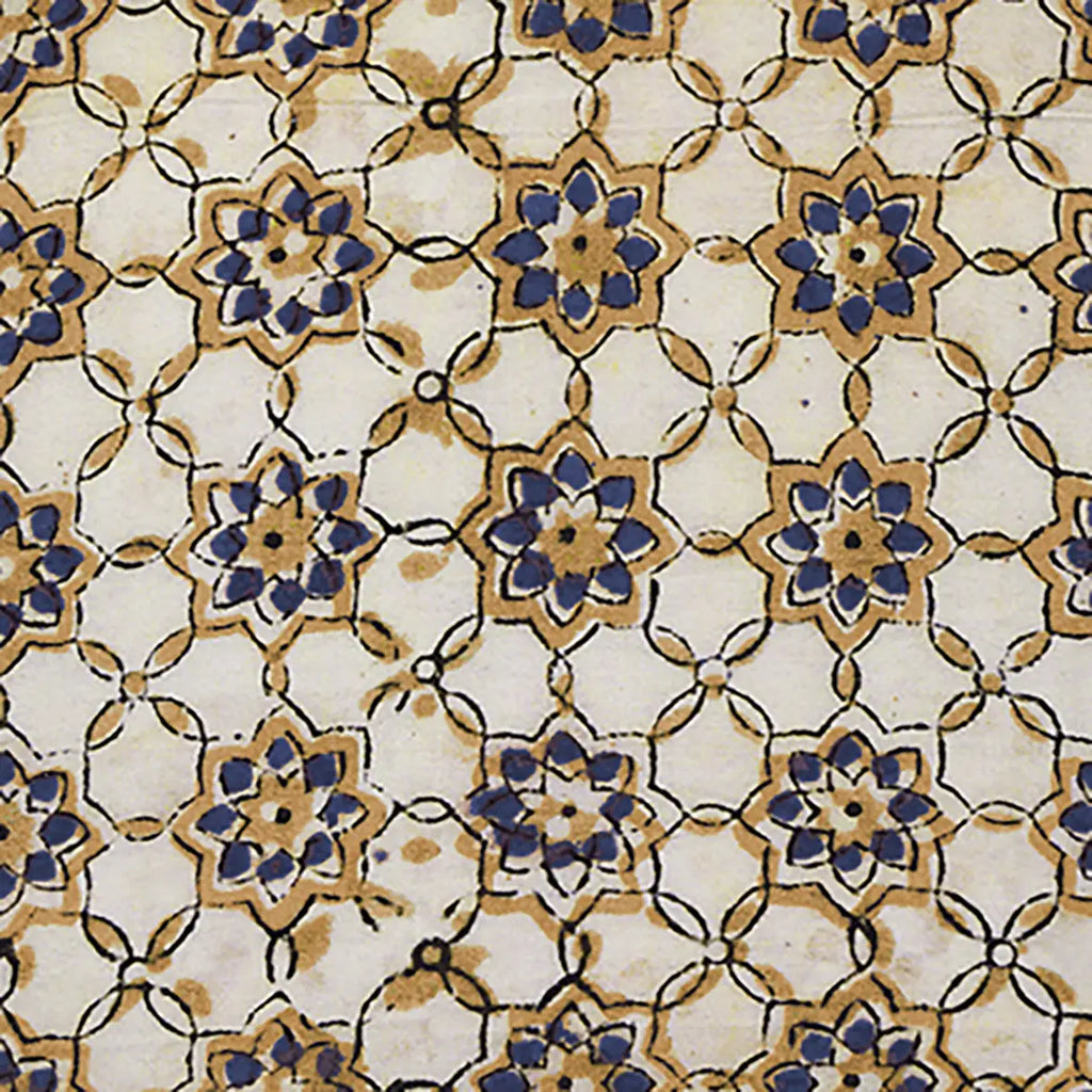 PLATEAU METAL ÉMAILLÉ ZELLIGE BLEU 16X16 BORDURE DORÉE