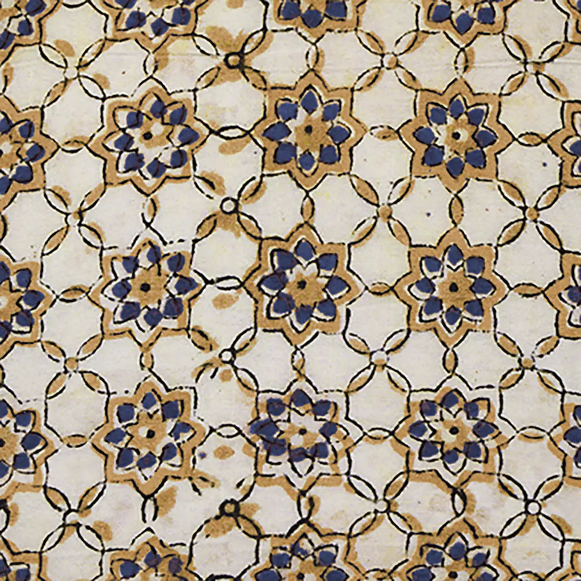 PLATEAU METAL ÉMAILLÉ ZELLIGE BLEU 16X16 BORDURE DORÉE