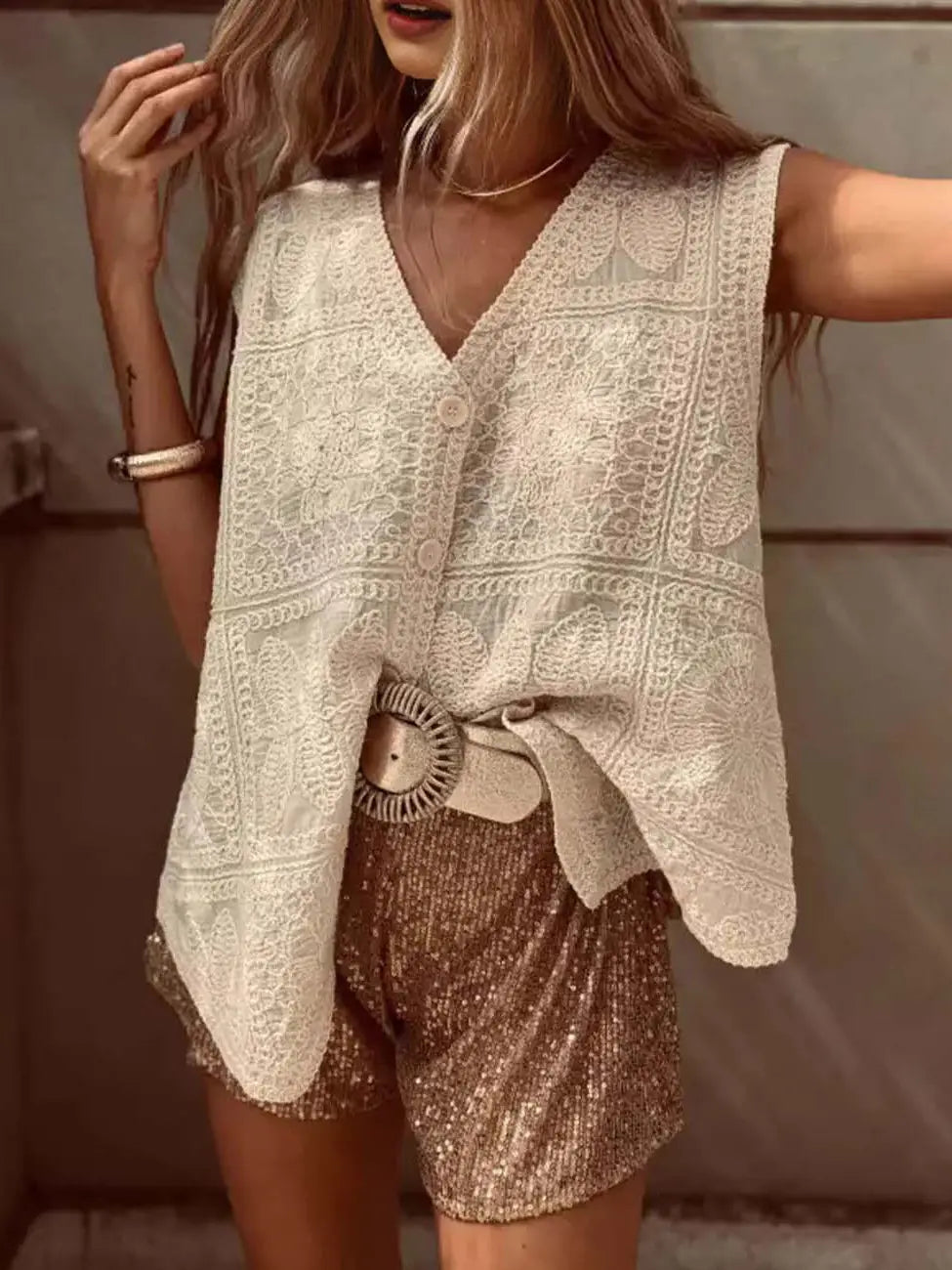 GILET SANS MANCHE - Broderies