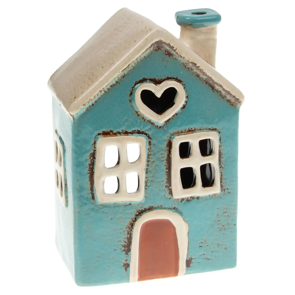 Photophore en forme de maison - Coeur Bleu