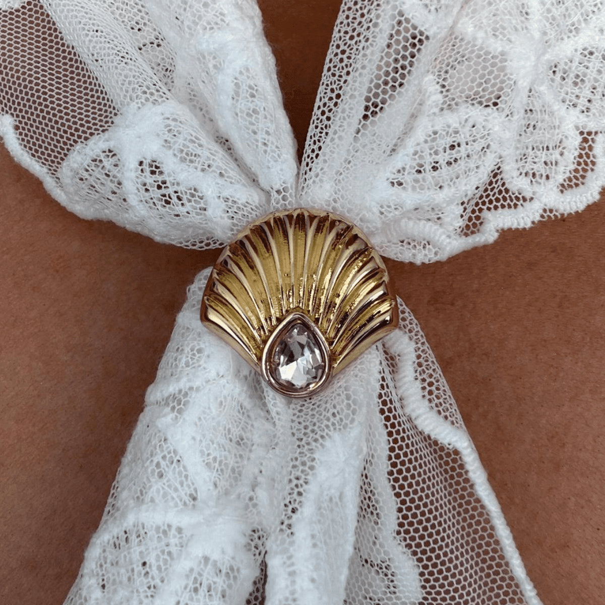 Anneau de foulard - Coquillage goutte rose