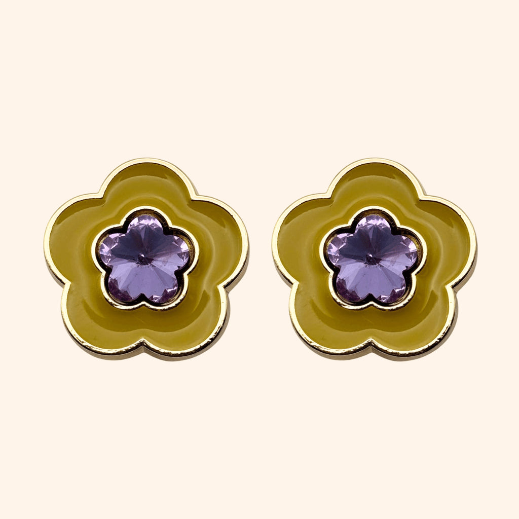 Bijou de bouton - Seventy Bloom Olive & Pierre Violette