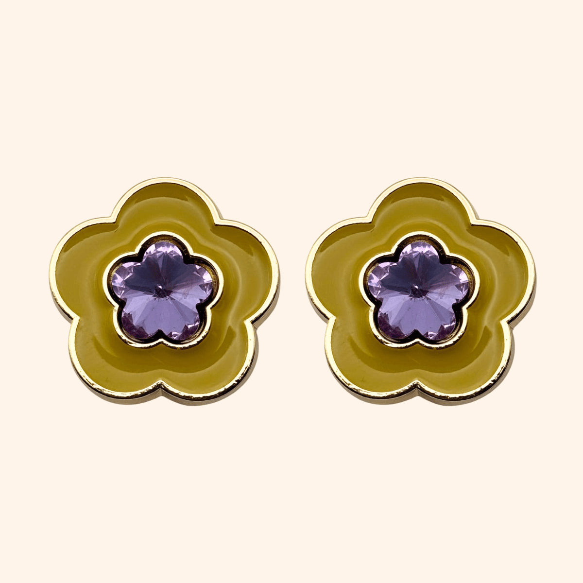 Bijou de bouton - Seventy Bloom Olive & Pierre Violette