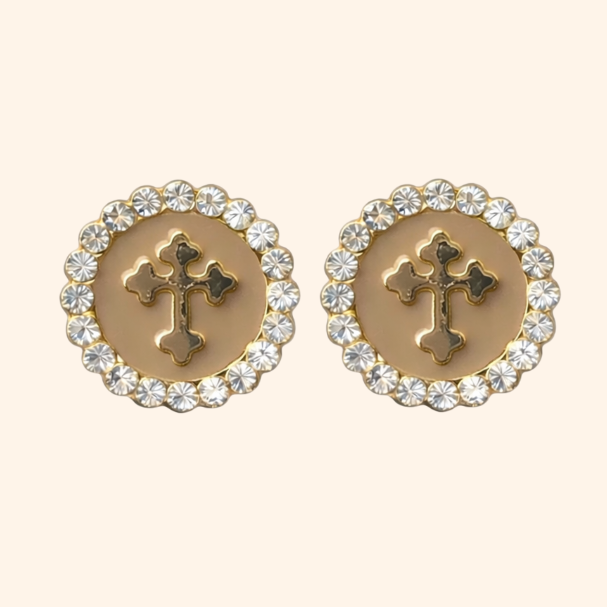 Bijou de bouton - Croix Talisman Cappuccino