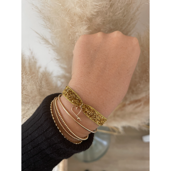 BRACELET TISSU DORE MON COEUR PADAM PADAM