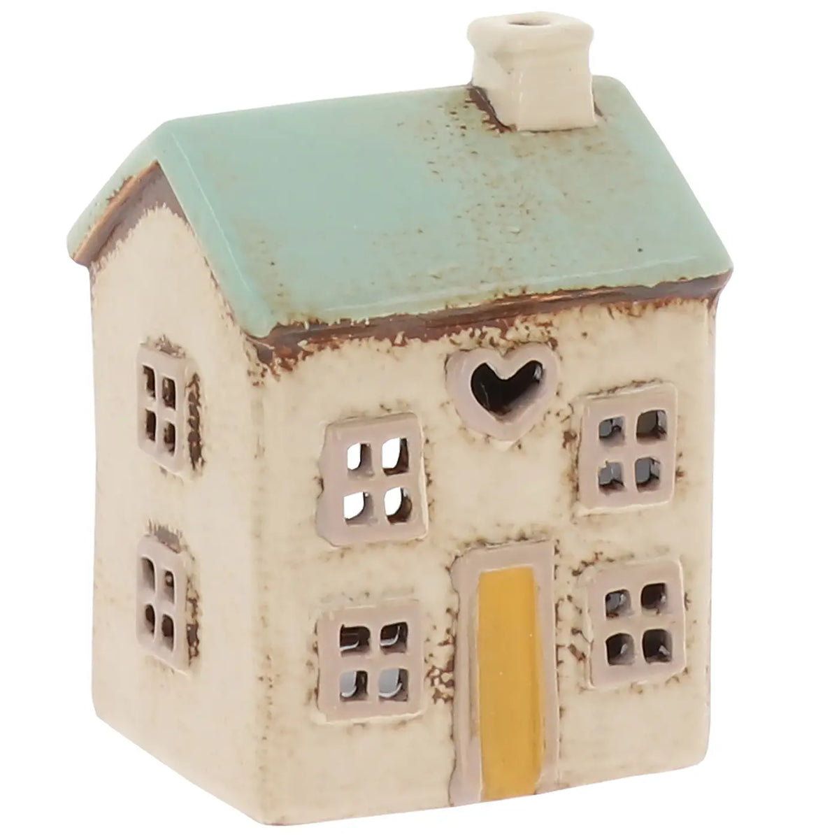 Village Poterie Mini Maison - Coeur Crème