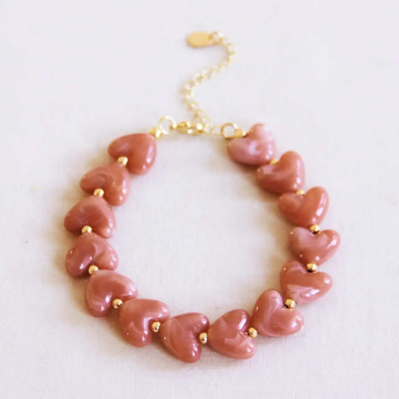 Bracelet Perle Coeur Résine - Rose