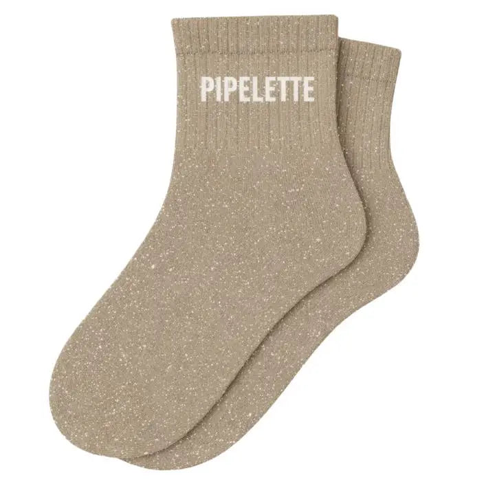 Chaussette à Paillettes Courtes Beiges - Pipelette
