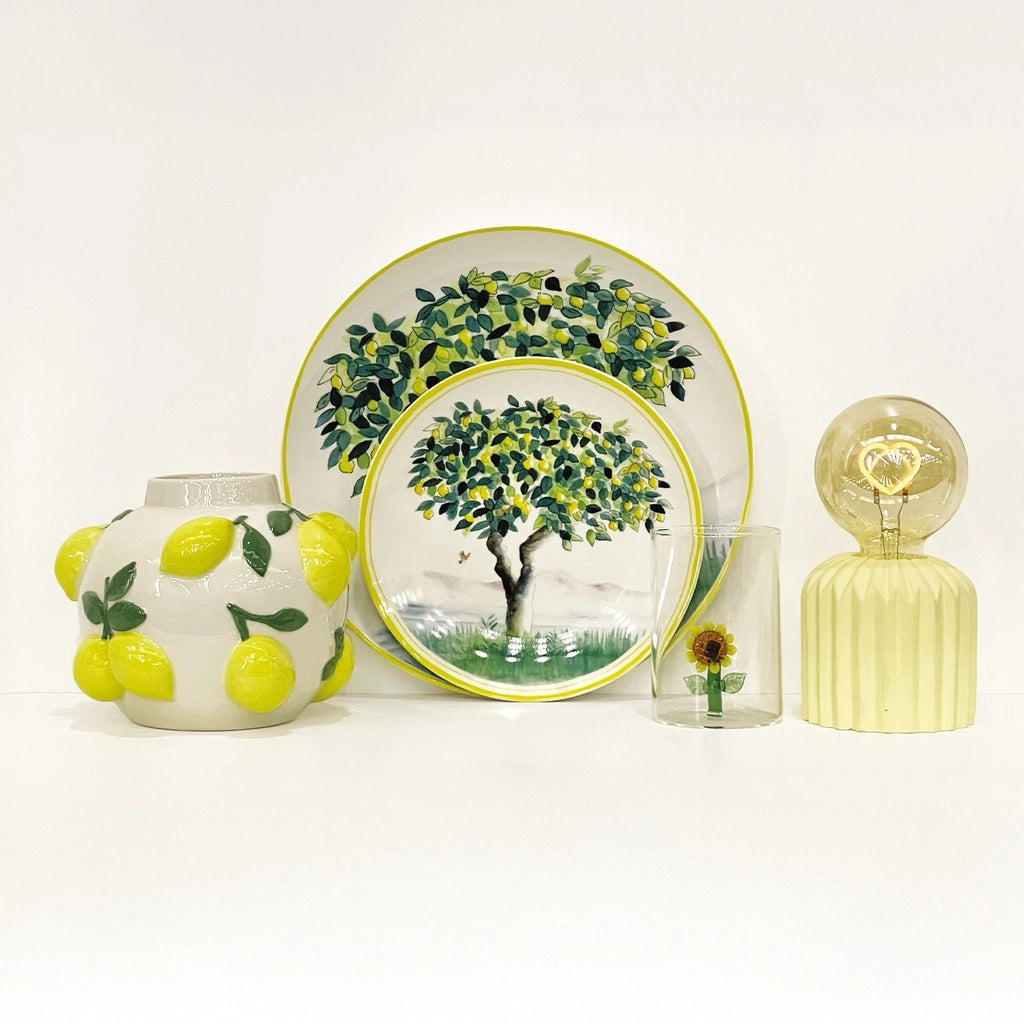 LAMPE DECO JAUNE AVEC COEUR A PILE