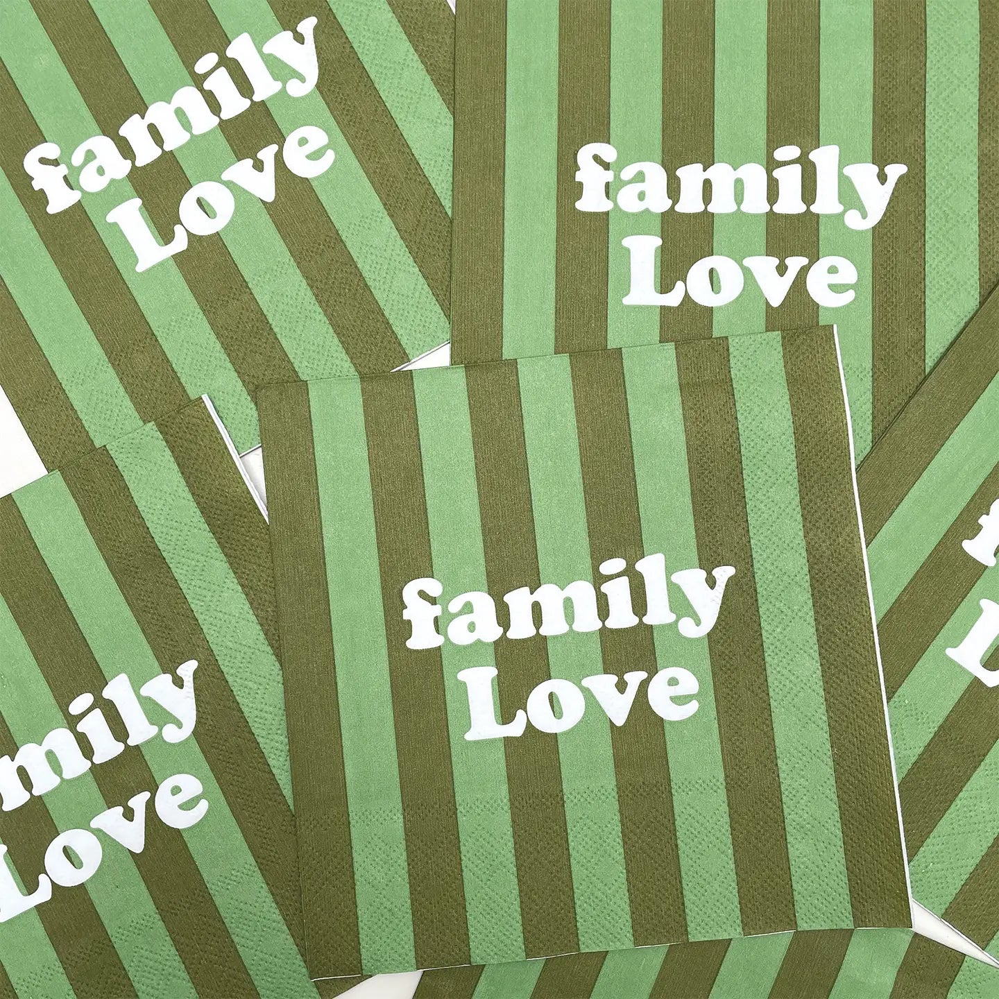 SERVIETTE EN PAPIER FAMILY LOVE RAYURE VERTE