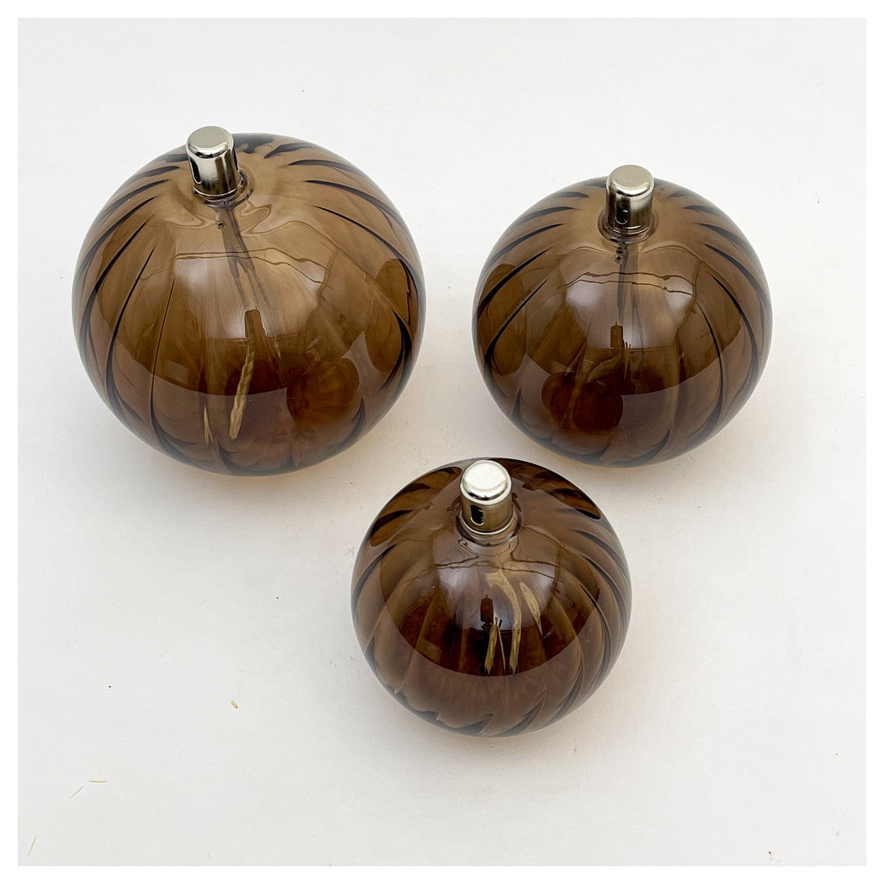 Lampe à huile - Boule Striée Bronze